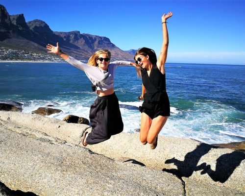 jumping at beach