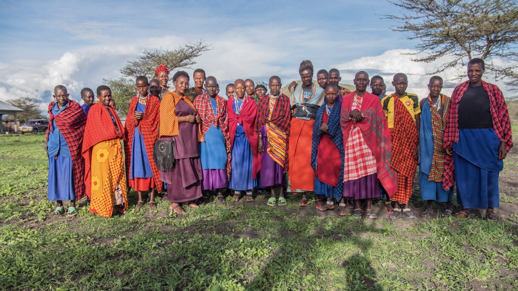 Group photo with Maasai woman