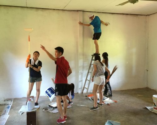 Painting a classroom's wall