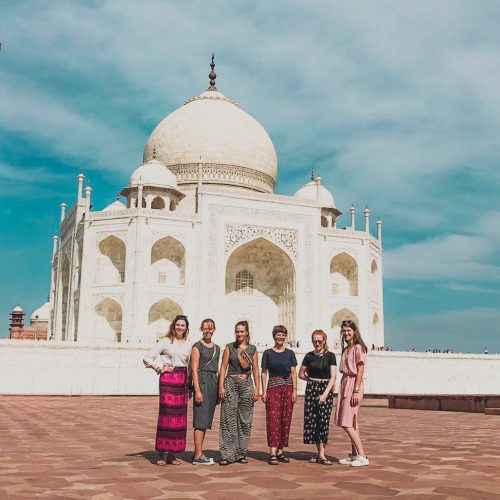 group outside the Taj Mahal