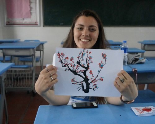 holding a drawing
