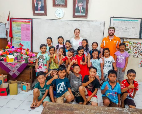 with Bali school children